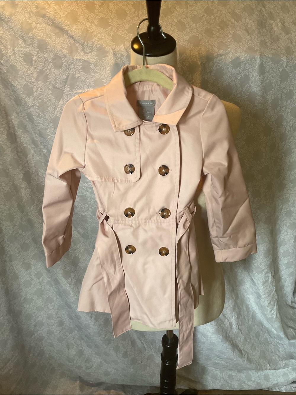Tahari Kids Double-Breasted Pink Trench Coat